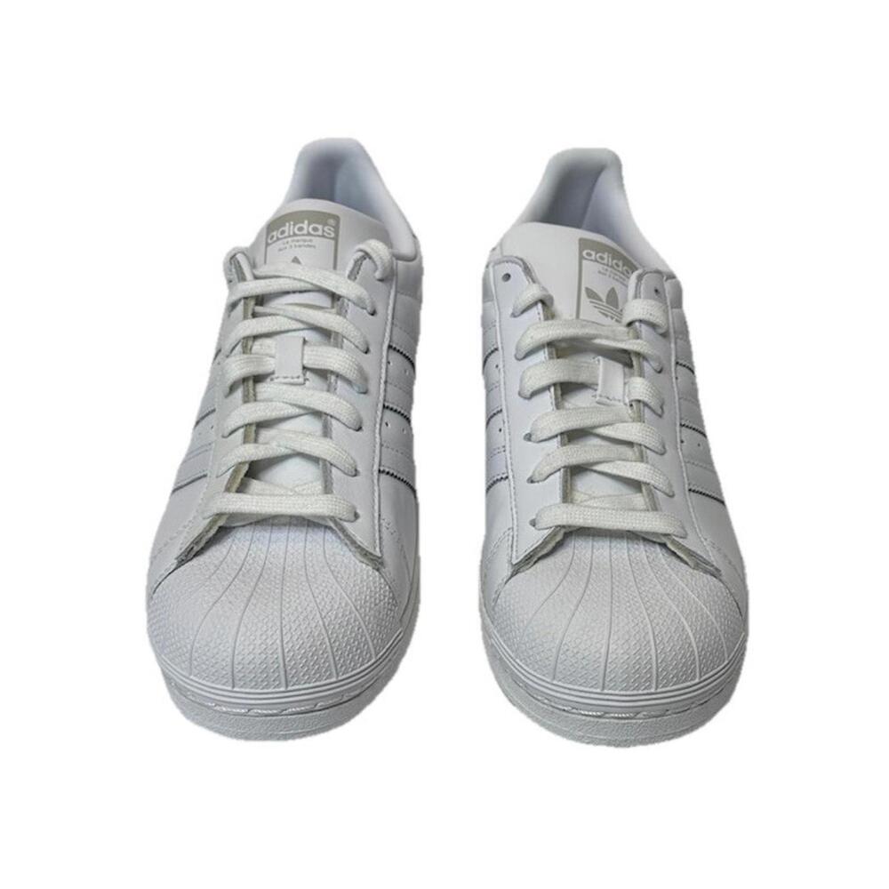 New Adidas Womens 10 Superstar Shoes Sneakers White Pearl Shimmer Stripe AQ1214 - Picture 2 of 6